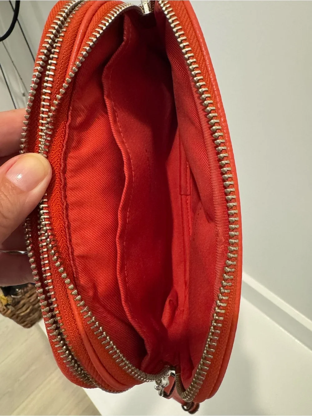 Coach Orange Studded Cross-body Bag in Pebbled Leather with Silver Rivets